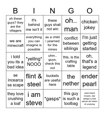minecraft bingo card Bingo Card