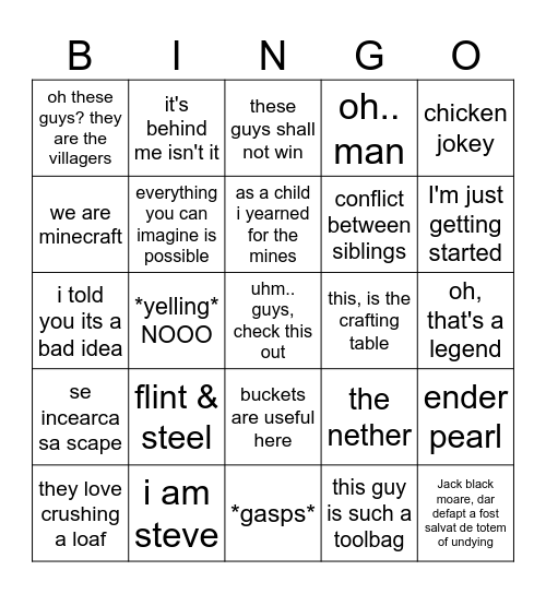 minecraft bingo card Bingo Card