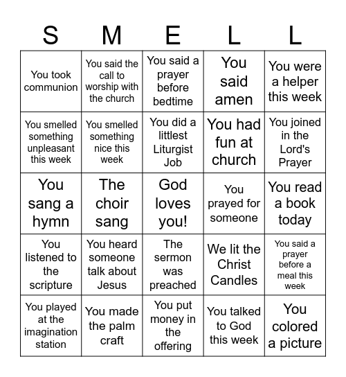Lent #5 Bingo Card