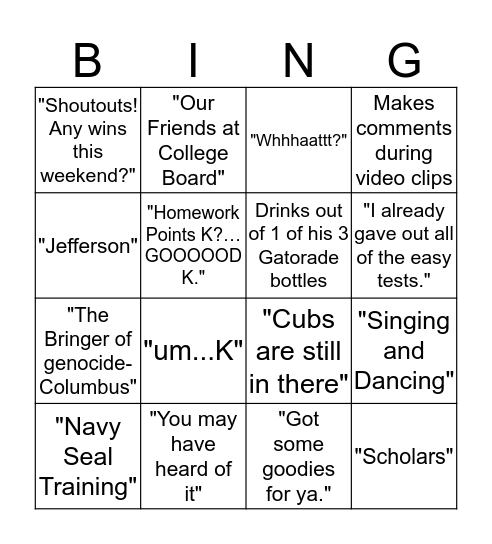 VanNuys Bingo Card