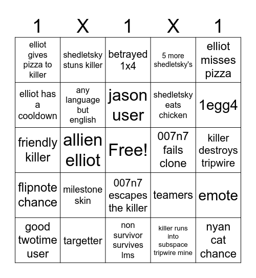 forsaken bingo Card