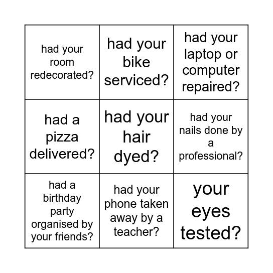 have something done Bingo Card