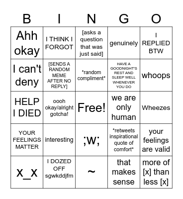 kaz Bingo Card