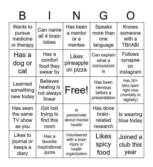 Synapse Bingo Card