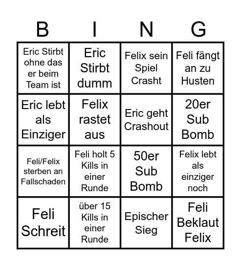 Fortnite Bingo Card