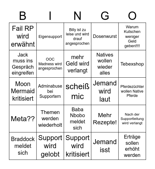 Supporti Bingo Card