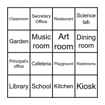 Places at school Bingo Card