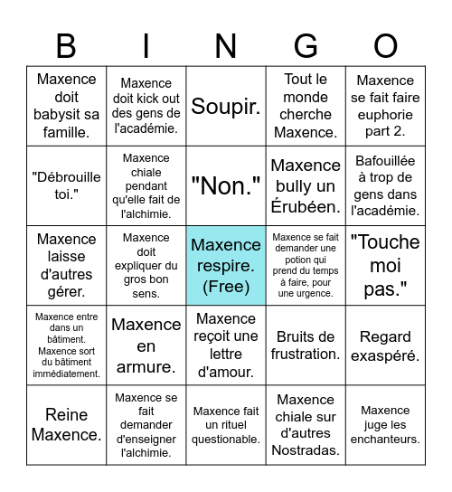 Maxence Bingo Card