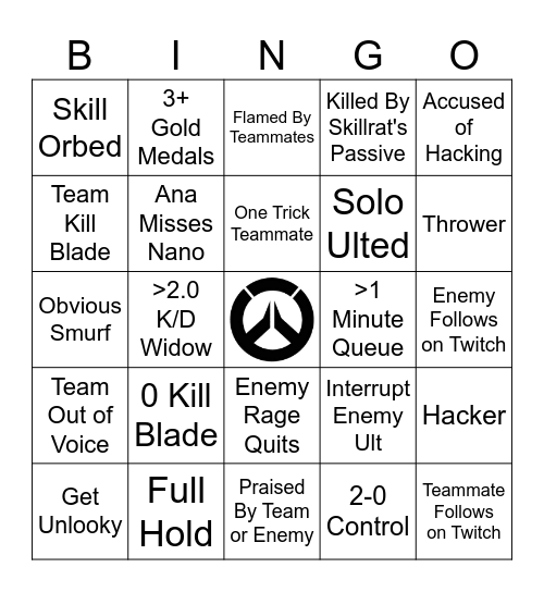 Overwatch Bingo Card