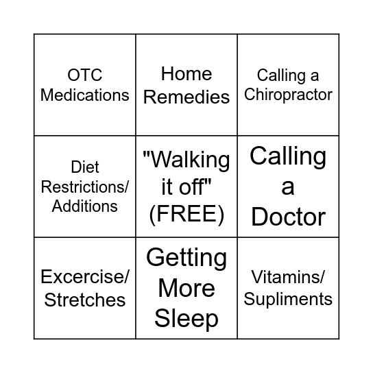 "Have you tried..." Bingo Card
