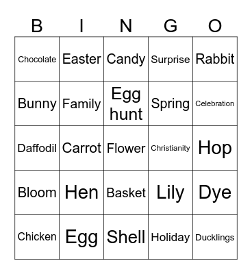 Easter Bingo Card