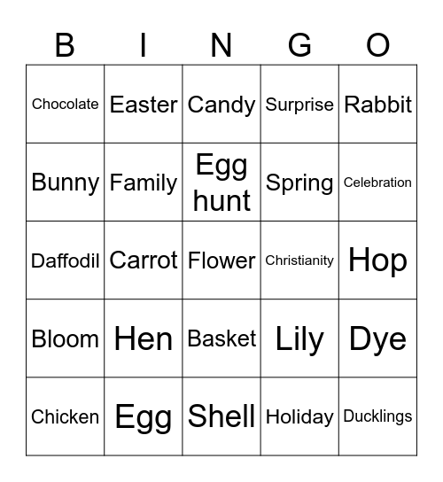 Easter Bingo Card