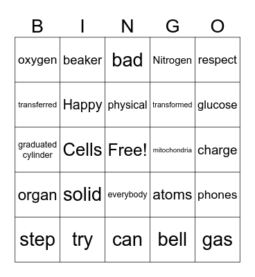 Welcome Back Bingo Card