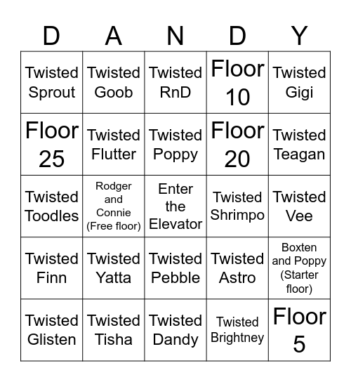 Dandys World Bingo Card
