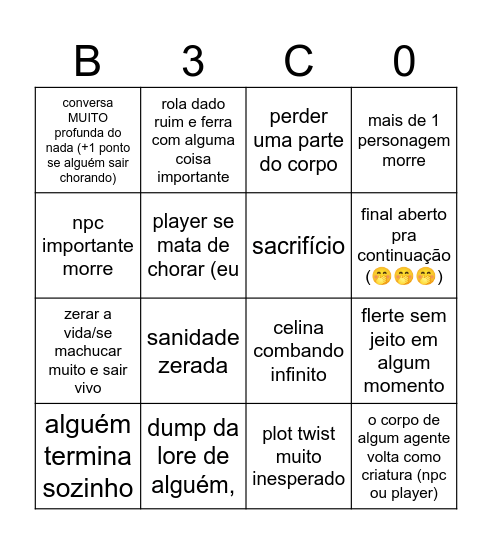 renascer última sessão Bingo Card