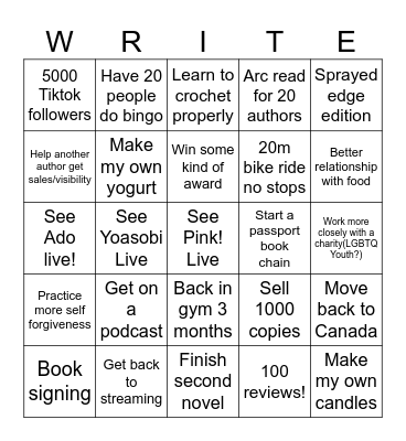 Author-y Bingo Card