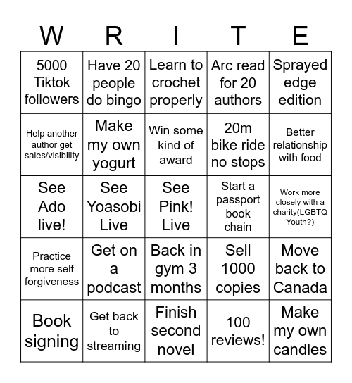 Author-y Bingo Card