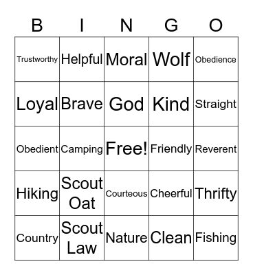 Cub Scouts  Bingo Card