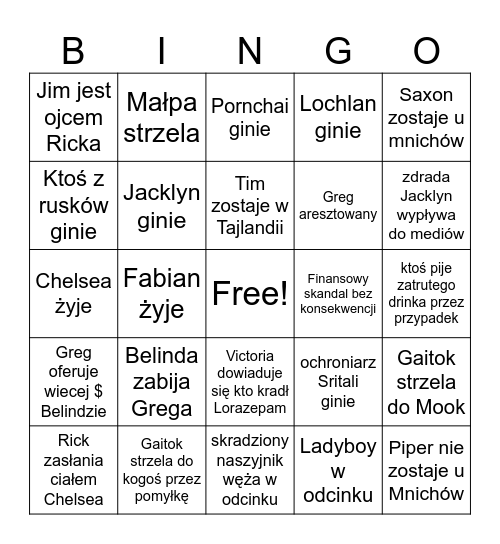 Biały Lotos Finał Bingo Card
