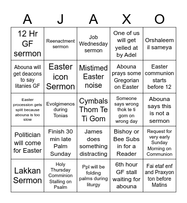 BA Pascha Bingo Card