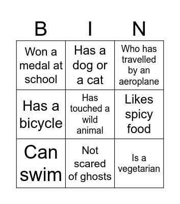 Summer Camp Bingo Card