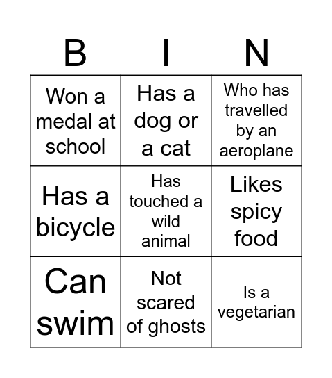 Summer Camp Bingo Card