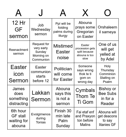 BA Pascha Bingo Card