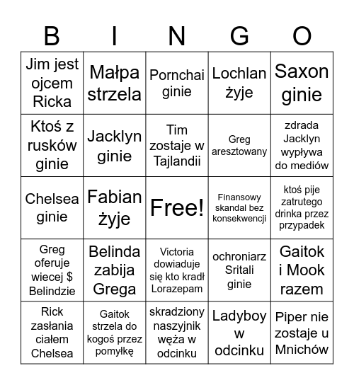 Biały Lotos Finał Bingo Card