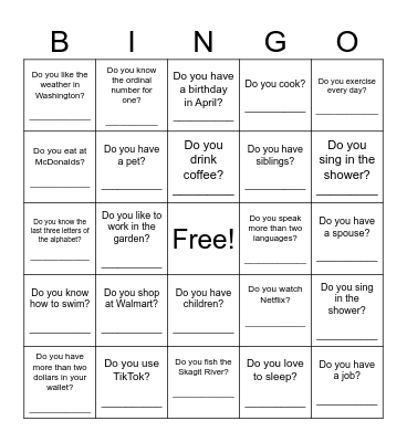 DO YOU BINGO / SIMPLE PRESENT 2 Bingo Card