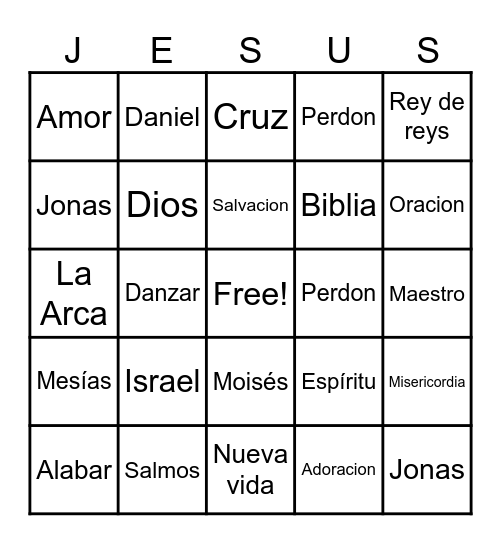 Jesús Bingo Card
