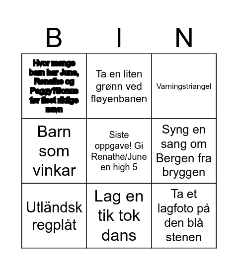 CLARAS BILBINGO! Varje rad i lod/våg belönas! Bingo Card
