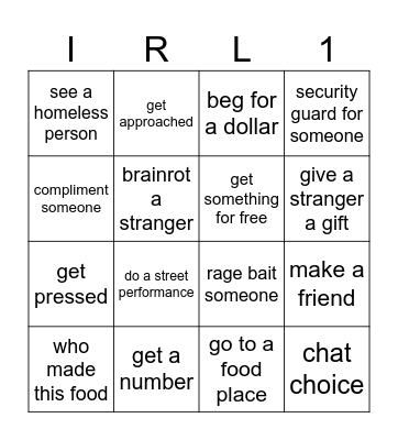 IRL BINGO Card