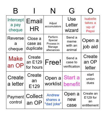 Compensation Bingo - team 5 Bingo Card