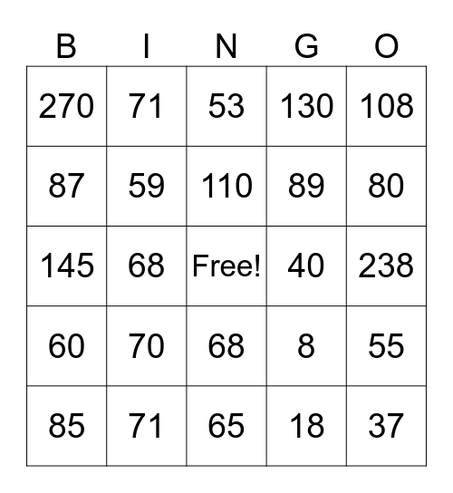 Circle Angle Bingo Card
