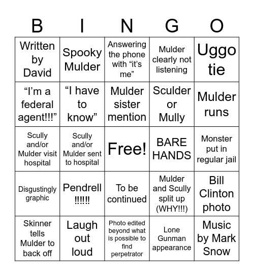 THE X-Files Bingo Card