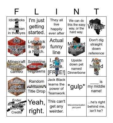 'A Minecraft Movie' Bingo Card