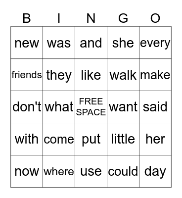 Boots for Beth Sight Words Bingo Card