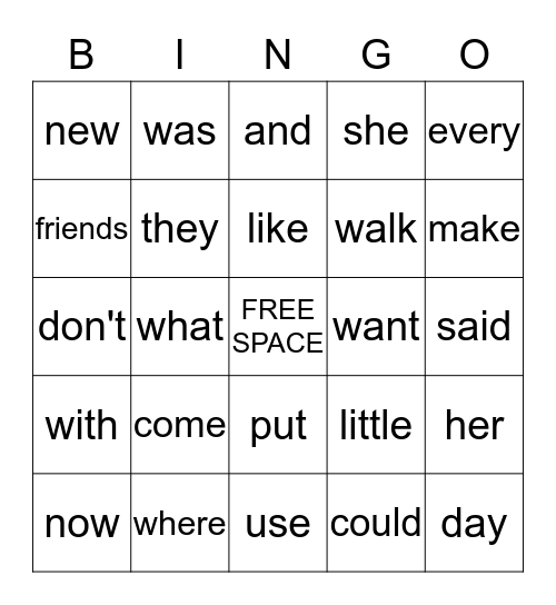 Boots for Beth Sight Words Bingo Card