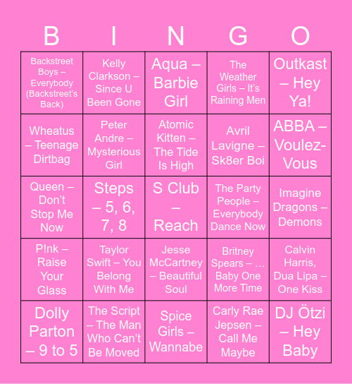 Diane's hen party Bingo Card