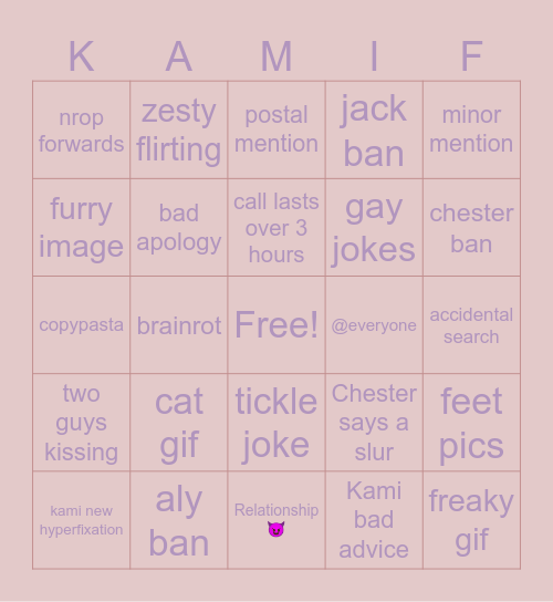 KAMIFORCE GC BINGO Card