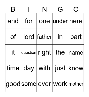 Braillo Bingo Card