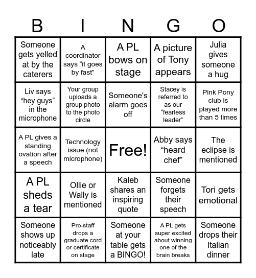 Farewell Palooza BINGO CARD 2025 Bingo Card
