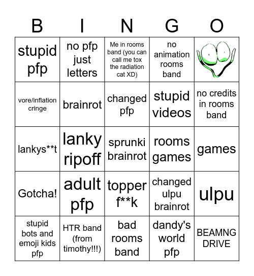 Profile Picture and video Bingo Card