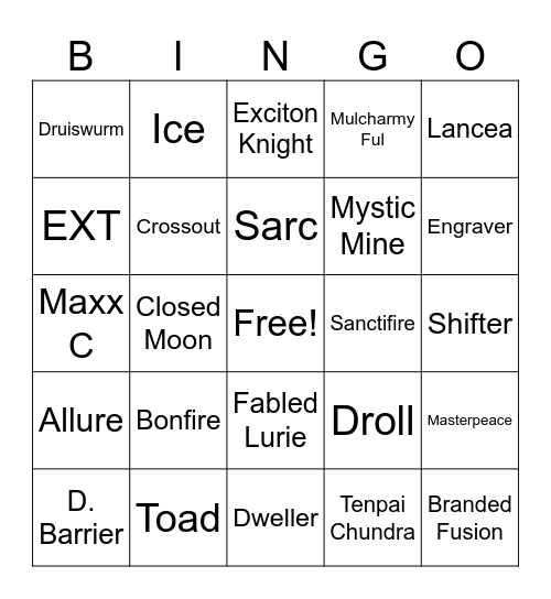 Banlist Bingo Card