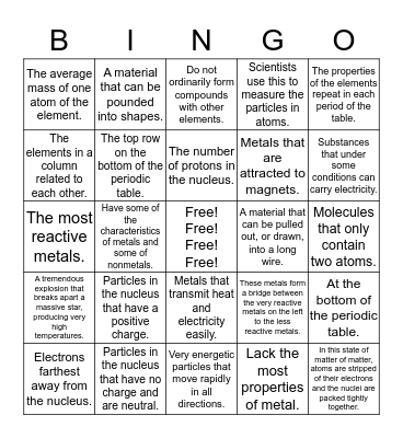 Chapter Three Bingo Card