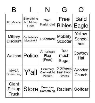 USA Bingo Card