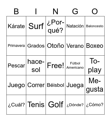 Test Review Bingo Card