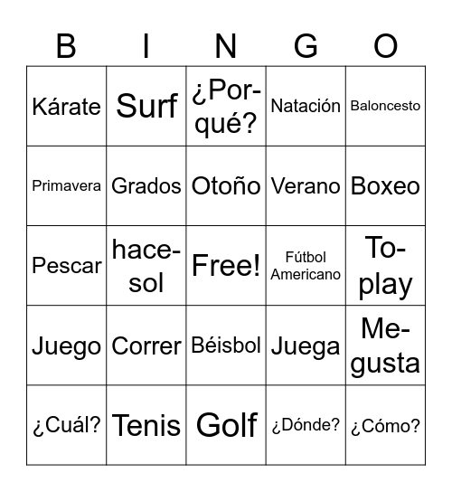 Test Review Bingo Card