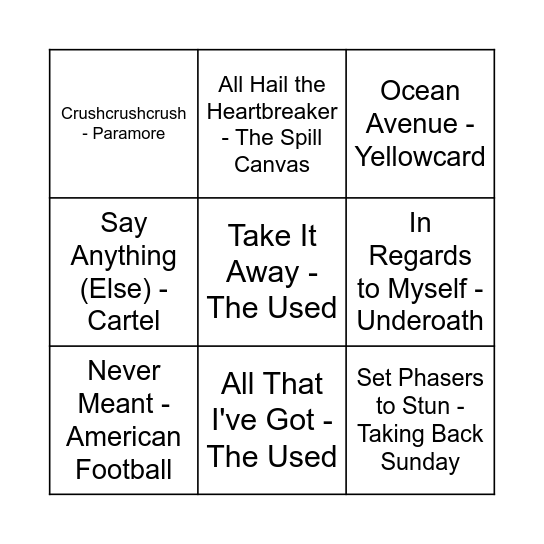 Game Two Bingo Card