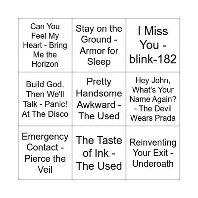 Game Three Bingo Card